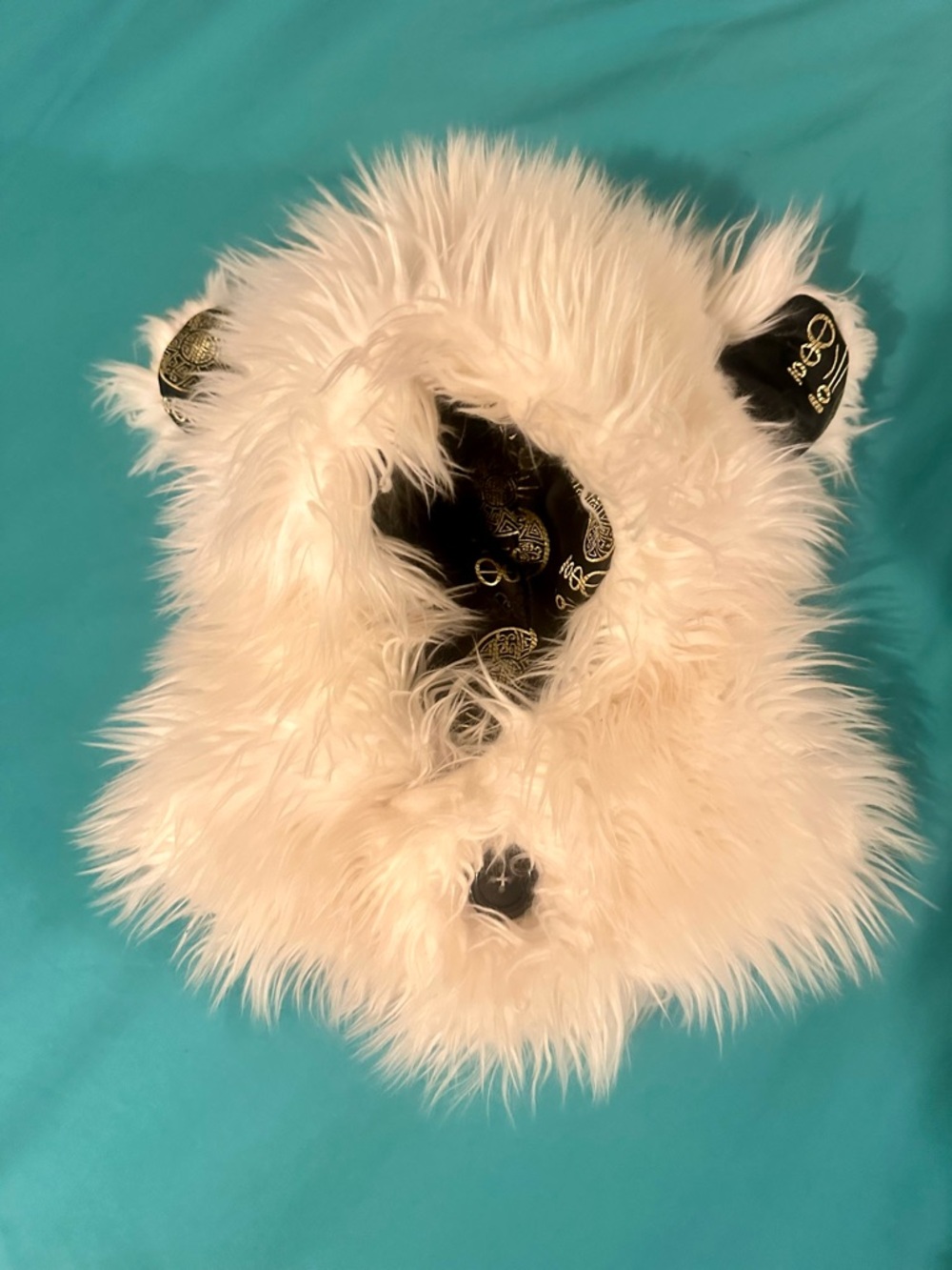 Plush Faux Fur Ivory Bear Hood Hat - Reversible